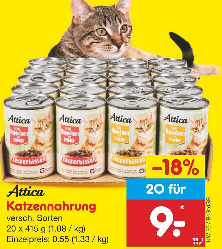 Attica Katzennahrung - Feine Häppchen in verschiedenen Sorten