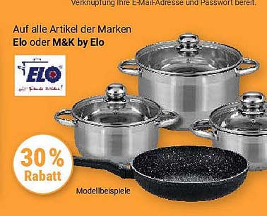 Auf alle Artikel der Marken Elo oder M&K by Elo: 30% Rabatt