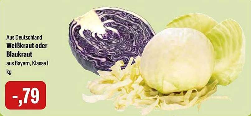 Aus Deutschland Weißkraut oder Blaukraut aus Bayern, Klasse I, 1 kg