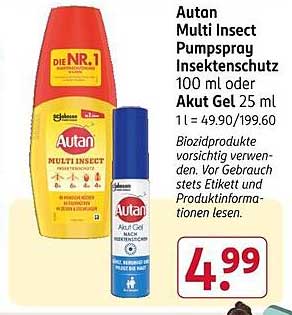 Autan Multi Insect Pumpspray Insektenschutz 100 ml oder Akut Gel 25 ml