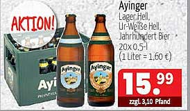 Ayinger Lager Hell, Ur-Weisse Hell, Jahrhundert Bier 20x0,5l