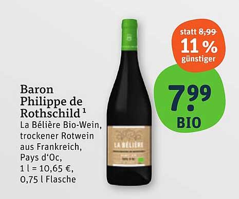 Baron Philippe de Rothschild La Bélière Bio-Wein, trockener Rotwein aus Frankreich