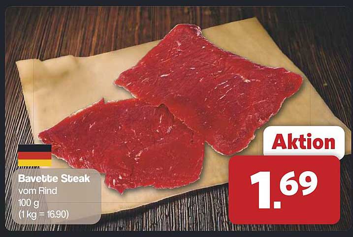 Bavette Steak vom Rind, 100 g für nur 1,69