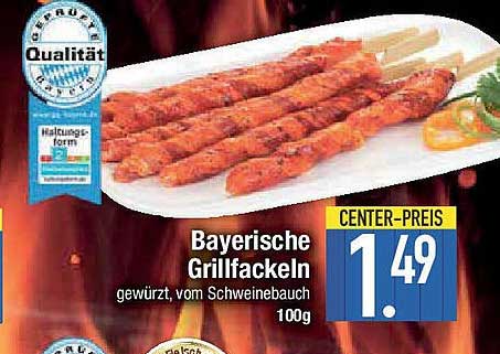 Bayerische Grillfackeln, gewürzt, vom Schweinebauch 100g