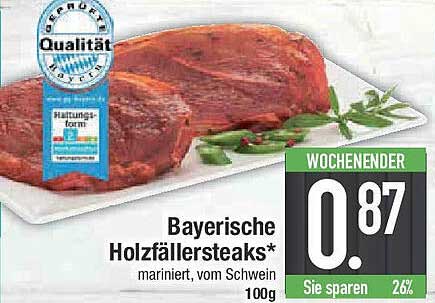 Bayerische Holzfällersteaks* mariniert, vom Schwein