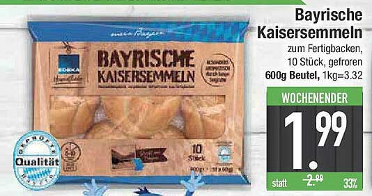 Bayrische Kaisersemmern zum Fertigbacken, 10 Stück, gefroren