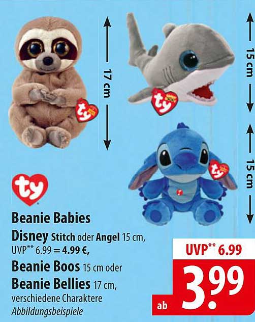 Beanie Babies Disney Stitch oder Angel 15 cm