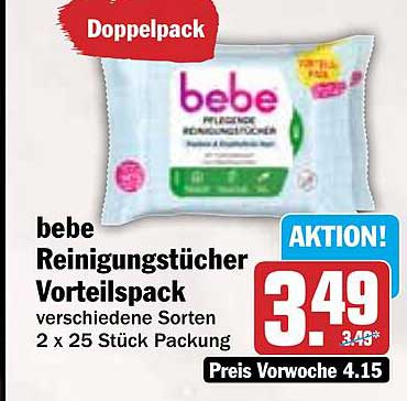bebe Reinigungstücher Vorteilspack 2 x 25 Stück