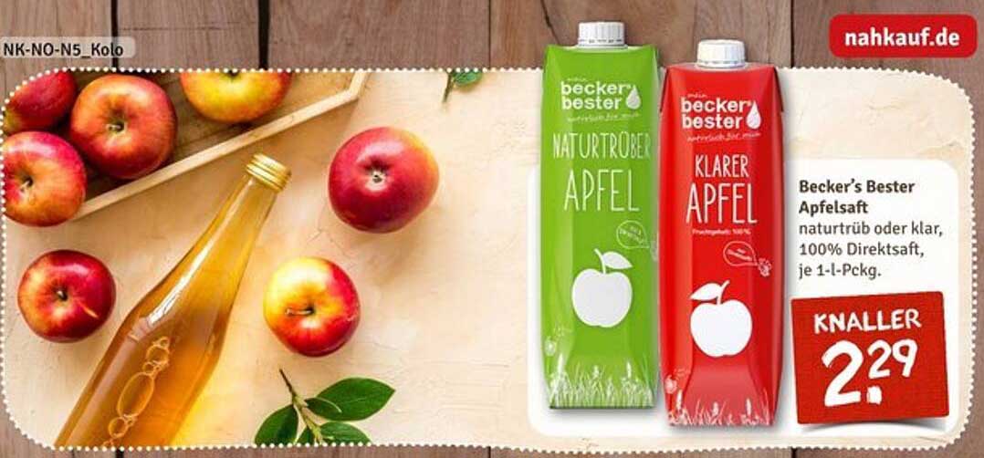 Becker's Bester Apfelsaft - naturtrüb oder klar, 100% Direktsaft, je 1-L-Pack