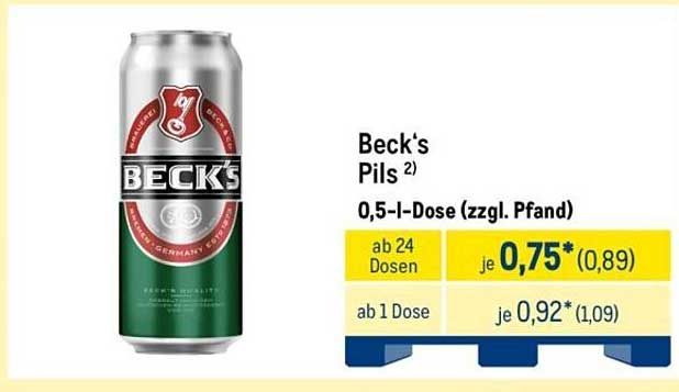 Beck's Pils 0,5-l-Dose (zzgl. Pfand)