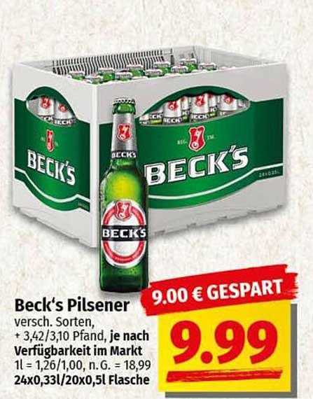 Beck's Pilsener 24x0,33l - Das perfekte Angebot für Bierliebhaber