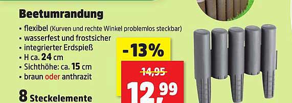 Beetumrandung - 8 Steckelemente in braun oder anthrazit
