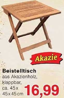 Beistelltisch aus Akazienholz, klappbar, ca. 45x45x45 cm