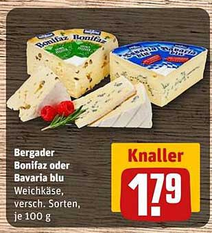 Bergader Bonifaz oder Bavaria blu – Weichkäse, verschiedene Sorten, je 100 g