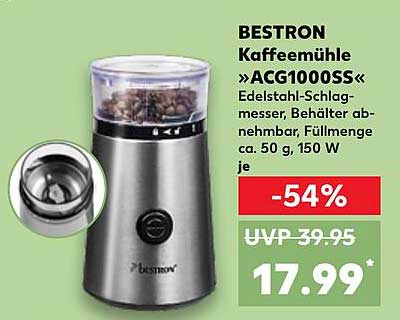 BESTRON Kaffeemühle »ACG1000SS« - Edelstahl-Schlagmesser