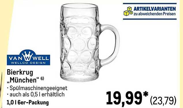 Bierkrug 'München' 6er-Pack von Van Well