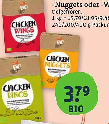 Bio Chicken Nuggets, Wings oder Dinos – Tiefgefroren