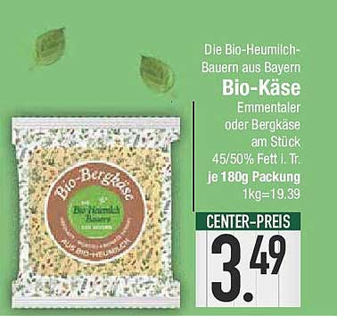 Bio-Käse Emmentaler oder Bergkäse am Stück