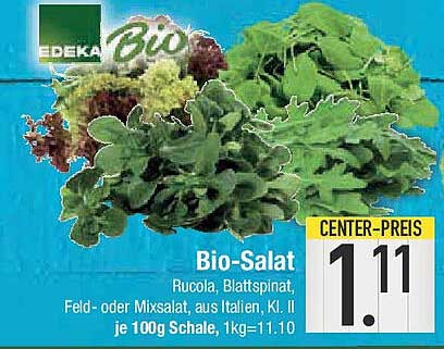 Bio-Salat Rucola, Blattsalat, aus Italien, Kl. II