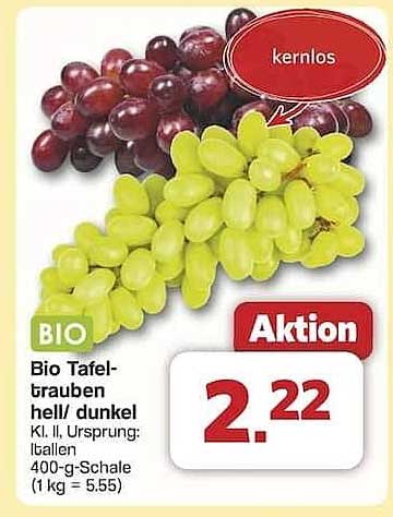 Bio Tafeltrauben hell/dunkel - 400-g-Schale