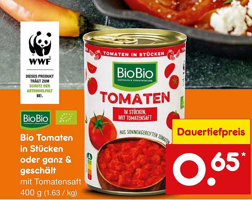 Bio Tomaten in Stücken oder ganz & geschält mit Tomatensaft 400 g