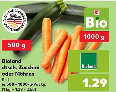 Bioland dt. Zucchini oder Möhren 500 g
