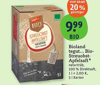 Bioland tegut... Bio-Streuobst-Apfelsaft 1 l, 20% günstiger