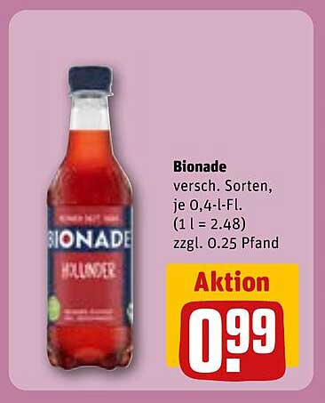Bionade verschiedene Sorten, jeweils 0,4-L-Flasche