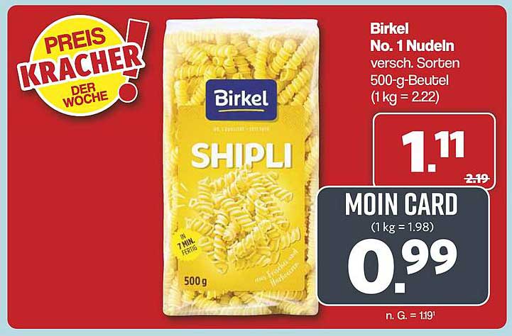 Birkel Shipli Nudeln 500 g - Preis Kracher der Woche!