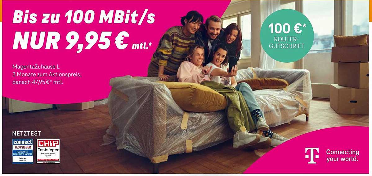 Bis zu 100 MBit/s nur 9,95 € mtl.