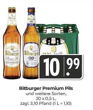 Bitburger Premium Pils, 20 x 0,5 L - Top Angebot!