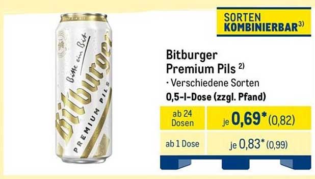 Bitburger Premium Pils – Verschiedene Sorten 0,5-l-Dose