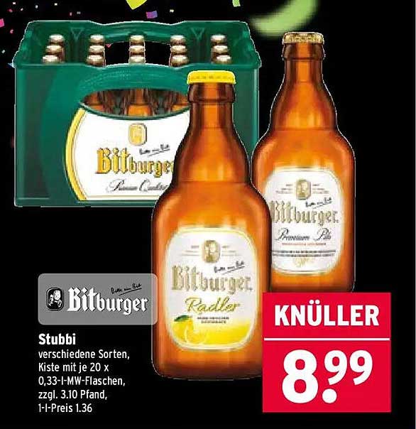 Bitburger Stubbis – Verschiedene Sorten in der Kiste