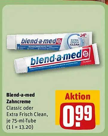 Blend-a-med Zahncreme Classic oder Extra Frisch Clean, je 75-ml-Tube