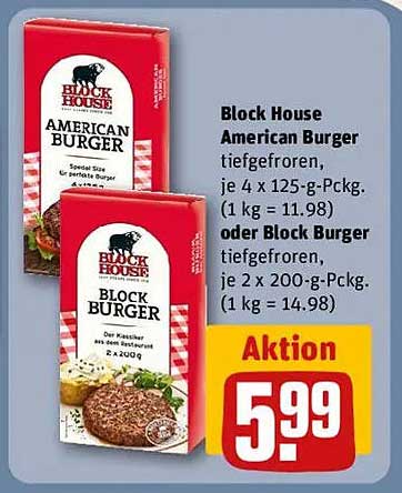 Block House American Burger oder Block Burger tiefgefroren