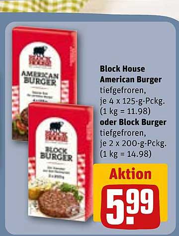 Block House American Burger tiefgefroren, je 4 x 125-g-Pckg.
