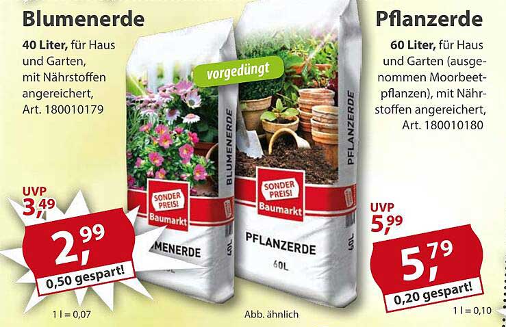 Blumenerde 40 Liter – Sonderpreis Baumarkt