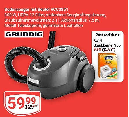 Bodensauger mit Beutel VCC3851 von Grundig