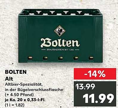 BOLTEN Alt - Altbier-Spezialität in der Bügelverschlussflasche