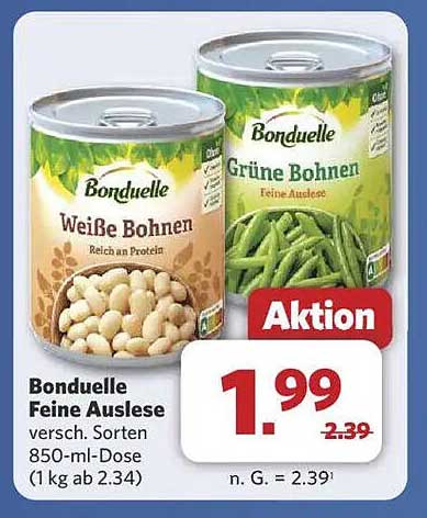 Bonduelle Feine Auslese – Weiße und Grüne Bohnen in 850-ml-Dosen
