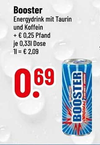 Booster Energydrink mit Taurin und Koffein