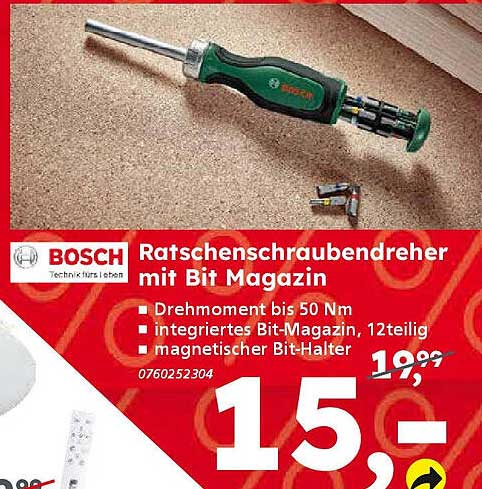 Bosch Ratschen-Schraubendreher mit Bit Magazin