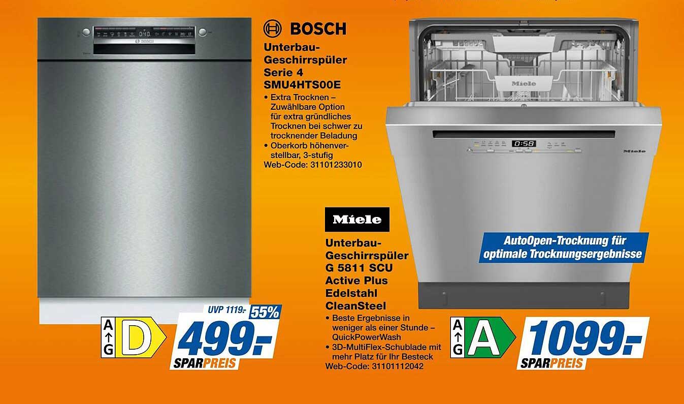 BOSCH Unterbau-Geschirrspüler Serie 4 SMU4HTS00E