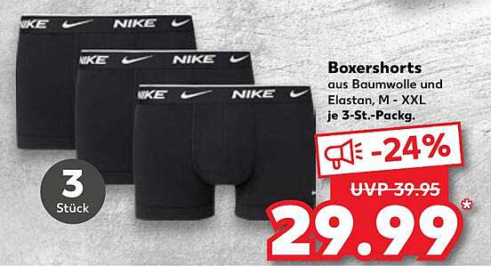 Boxershorts aus Baumwolle und Elasthan, M - XXL, je 3-St.-Pack.