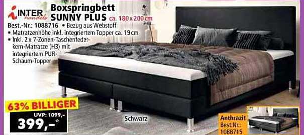 Boxspringbett SUNNY PLUS 180 x 200 cm
