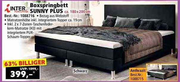 Boxspringbett SUNNY PLUS ca. 180 x 200 cm