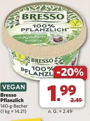 Bresso Pflanzlich 100% pflanzlich auf Mandelbasis – Kräuter der Provence