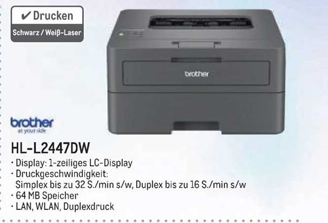 Brother HL-L2447DW Schwarz/Weiß-Laser Drucker