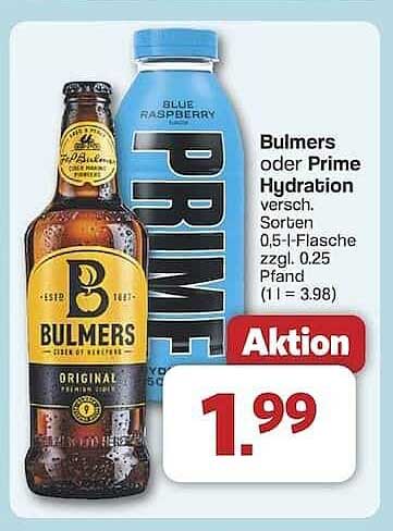 Bulmers oder Prime Hydration – Verschiedene Sorten, 0,5 l-Flasche