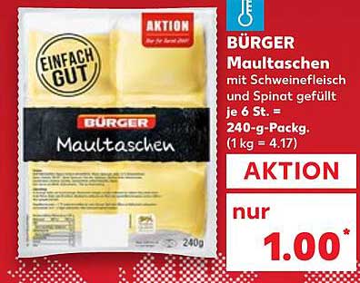 BÜRGER Maultaschen mit Schweinefleisch und Spinat 240-g-Packung